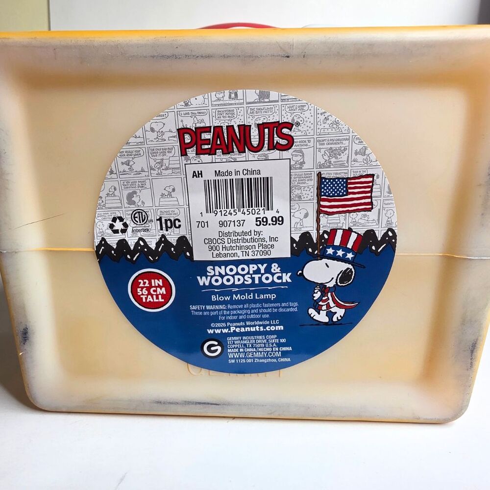 Cracker Barrel 2026 Snoopy Hot Air Balloon Blow Mold USA Red White Blue - NEW - Picture 6 of 6